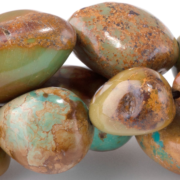 Hubei Turquoise 14-16mm Brown Free Form Nugget - 15-16 Inch
