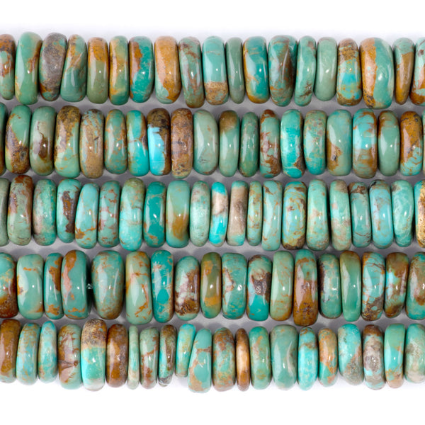 Hubei Turquoise 10mm Blue/Green/Brown Irregular Heishi - 15-16 Inch