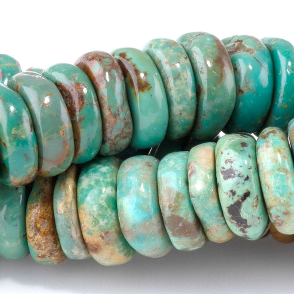 Hubei Turquoise 10mm Blue/Green/Brown Irregular Heishi - 15-16 Inch