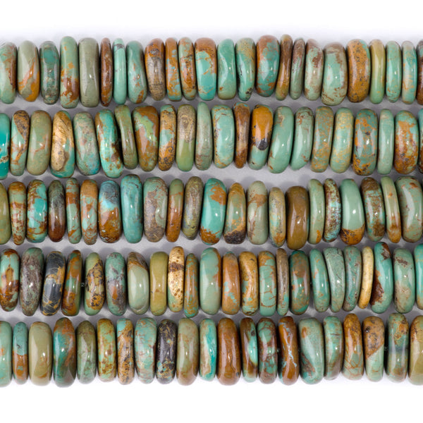 Hubei Turquoise 12mm Green/Brown Irregular Heishi - 15-16 Inch