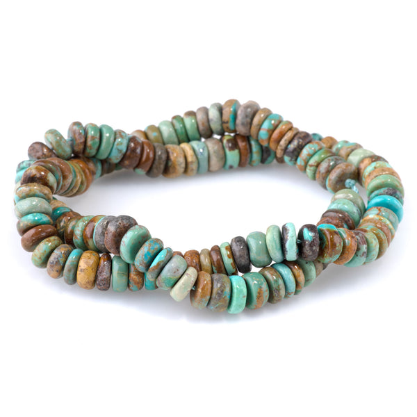Hubei Turquoise 8mm Blue/Green/Brown Irregular Heishi - 15-16 Inch