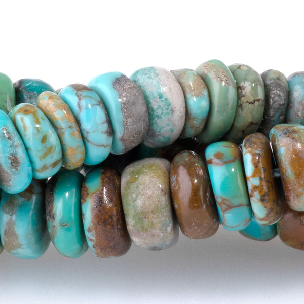 Hubei Turquoise 8mm Blue/Green/Brown Irregular Heishi - 15-16 Inch