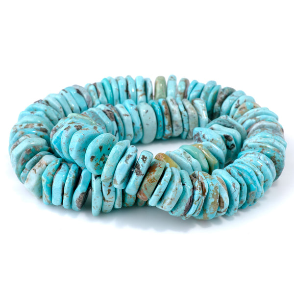 Hubei Turquoise 17mm Blue Irregular Heishi - 15-16 Inch
