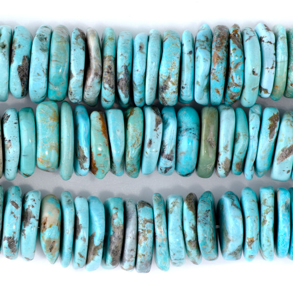Hubei Turquoise 17mm Blue Irregular Heishi - 15-16 Inch