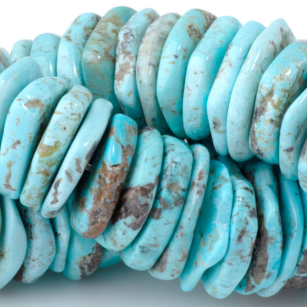 Hubei Turquoise 17mm Blue Irregular Heishi - 15-16 Inch