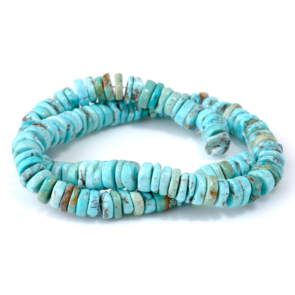 Hubei Turquoise 9mm Blue Irregular Heishi - 15-16 Inch