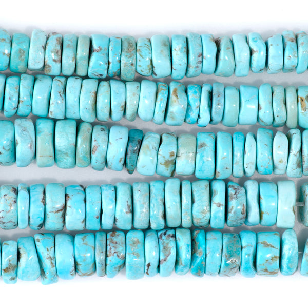 Hubei Turquoise 9mm Blue Irregular Heishi - 15-16 Inch