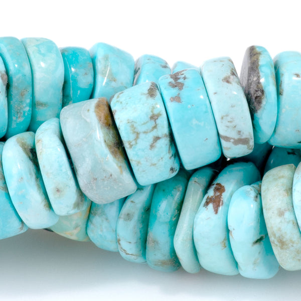 Hubei Turquoise 9mm Blue Irregular Heishi - 15-16 Inch