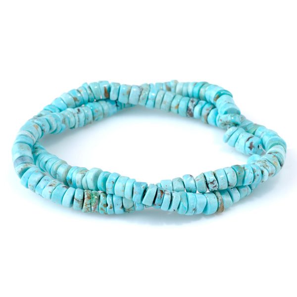 Hubei Turquoise 6mm Blue Irregular Heishi - 15-16 Inch