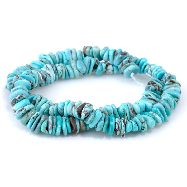 Hubei Turquoise 7-8mm Blue Irregular Heishi - 15-16 Inch