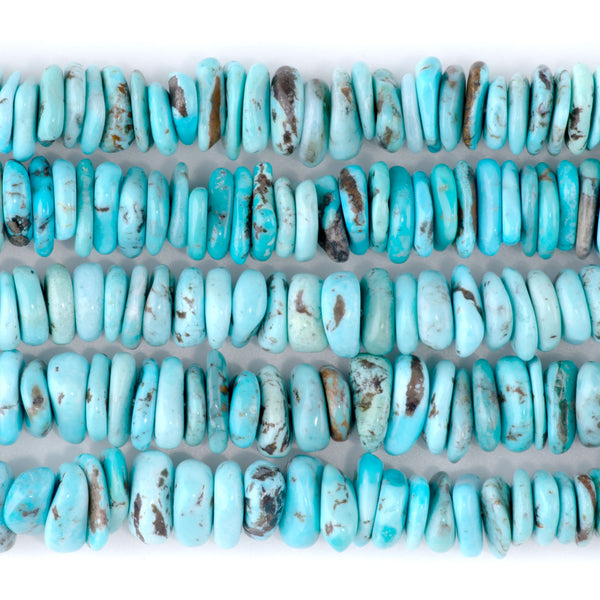 Hubei Turquoise 7-8mm Blue Irregular Heishi - 15-16 Inch