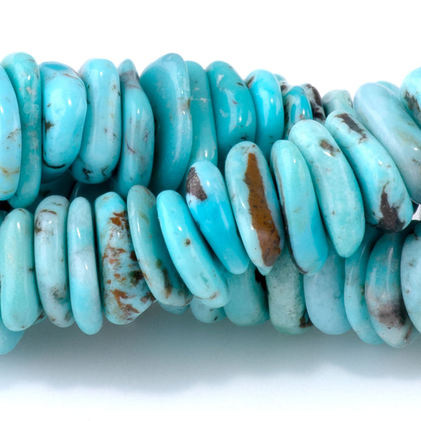 Hubei Turquoise 7-8mm Blue Irregular Heishi - 15-16 Inch