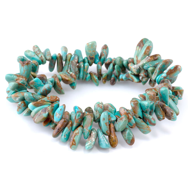 Hubei Turquoise 6-15mm Blue/Green Graduated Top Drill Chip - 15-16 Inch