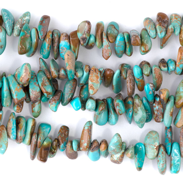 Hubei Turquoise 6-15mm Blue/Green Graduated Top Drill Chip - 15-16 Inch