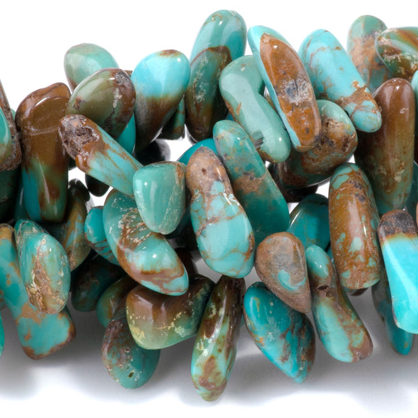Hubei Turquoise 6-15mm Blue/Green Graduated Top Drill Chip - 15-16 Inch