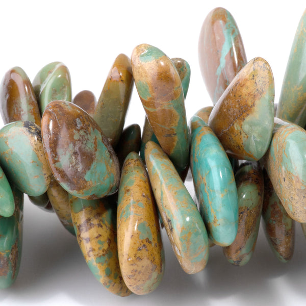 Hubei Turquoise 10x12-22mm Green Graduated Top Drill Drop - 15-16 Inch
