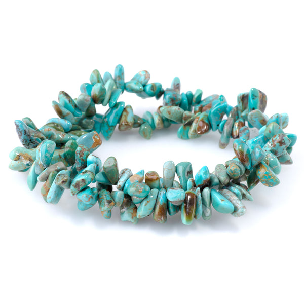 Hubei Turquoise 10-14mm Blue/Green Top Drill Chip - 15-16 Inch