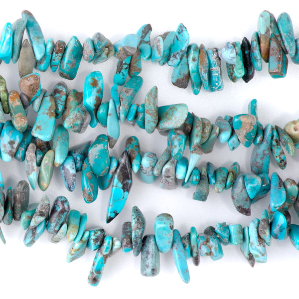 Hubei Turquoise 10-14mm Blue Top Drill Chip - 15-16 Inch