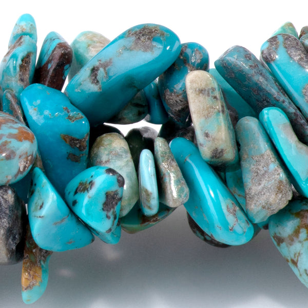 Hubei Turquoise 10-14mm Blue Top Drill Chip - 15-16 Inch