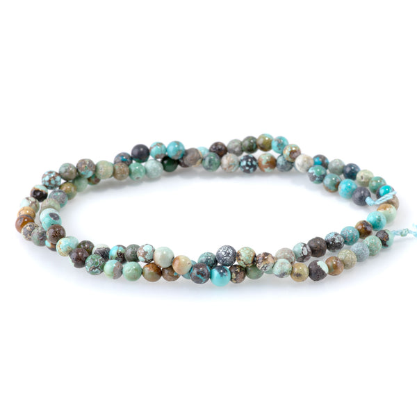 Hubei Turquoise 4mm Blue Green with Matrix Round A - 15-16 Inch