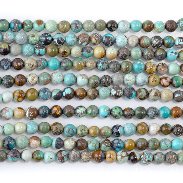 Hubei Turquoise 4mm Blue Green with Matrix Round A - 15-16 Inch
