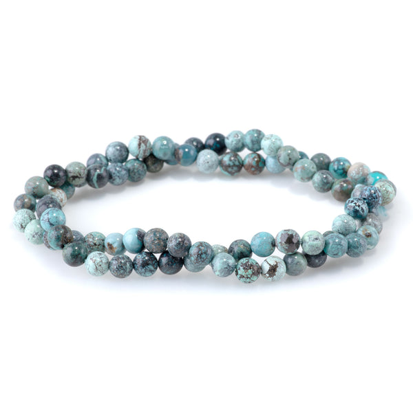 Hubei Turquoise 5mm Cool Blue Round AA - 15-16 Inch
