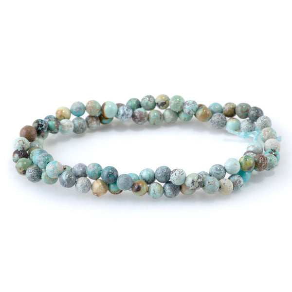 Hubei Turquoise 5mm Light Blue Green Round - 15-16 Inch