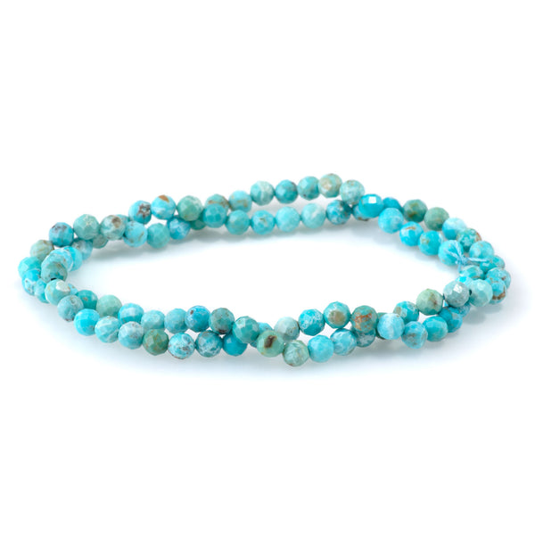 Hubei Turquoise 4mm Blue Faceted Round AAA - 15-16 Inch