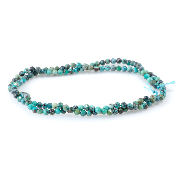 Hubei Turquoise 3mm Blue with Matrix Faceted Round AA - 15-16 Inch