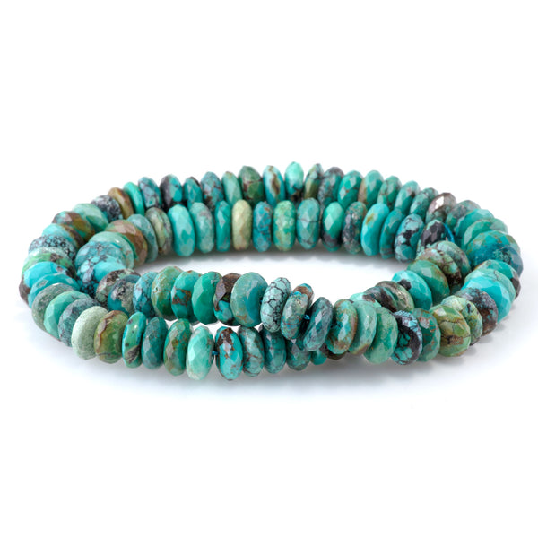 Hubei Turquoise 4x10mm Faceted Rondelle AAA 15-16 Inch