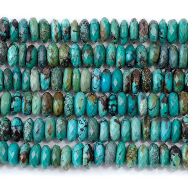 Hubei Turquoise 4x10mm Faceted Rondelle AAA 15-16 Inch