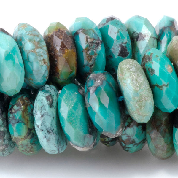 Hubei Turquoise 4x10mm Faceted Rondelle AAA 15-16 Inch