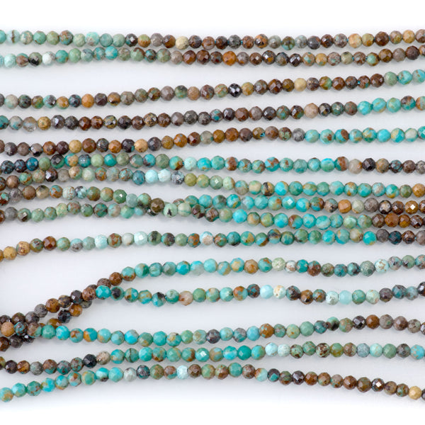 Hubei Turquoise 2mm Banded Faceted Round - 15-16 Inch