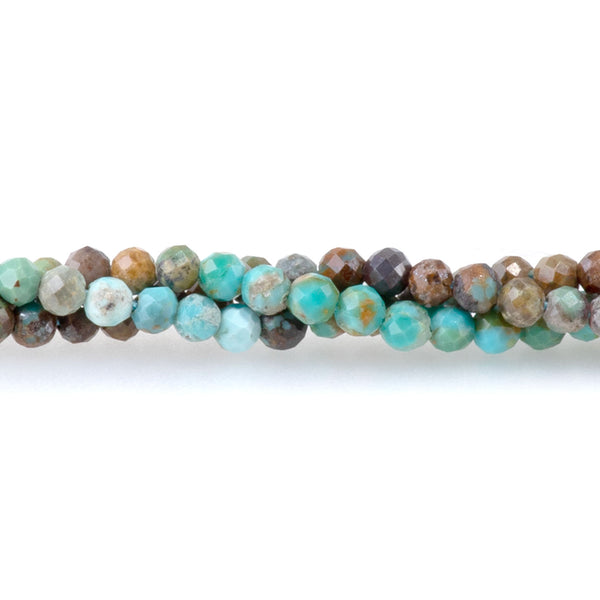 Hubei Turquoise 2mm Banded Faceted Round - 15-16 Inch