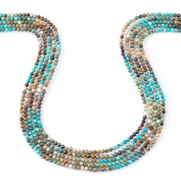 Hubei Turquoise 3mm Blue/Brown/Black Banded Faceted Round - 15-16 Inch