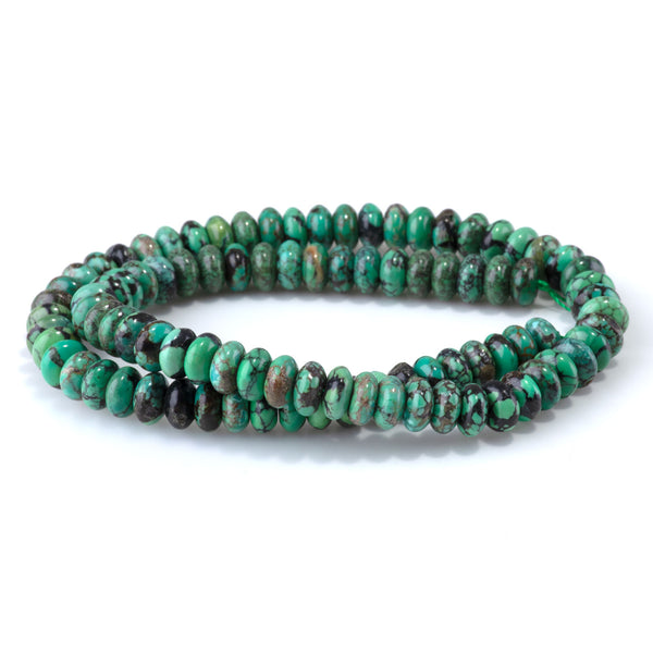 Hubei Turquoise 5x8mm Green Rondelle Beads AA Grade - 15-16 Grade