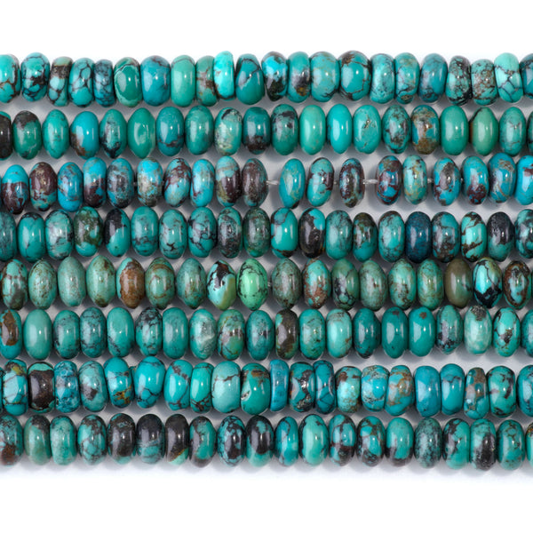 Hubei Turquoise 3x6mm Rondelle Beads AA Grade - 15-16 Grade