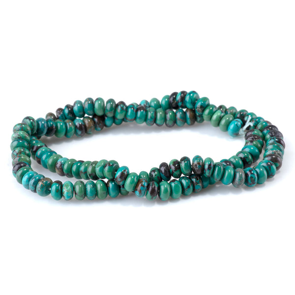 Hubei Turquoise 4x6mm Rondelle Beads AA Grade - 15-16 Grade