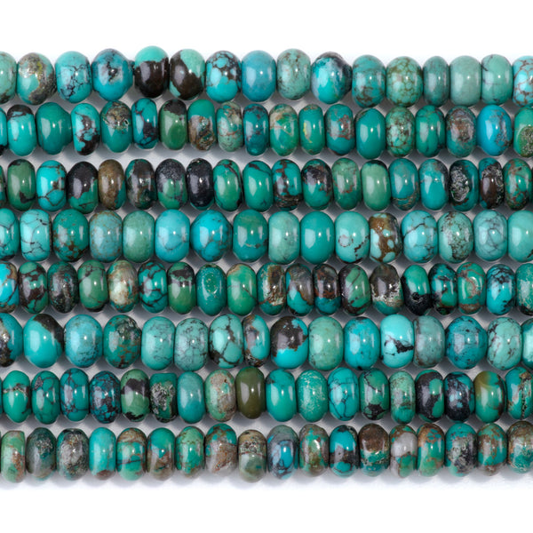 Hubei Turquoise 4x6mm Rondelle Beads AA Grade - 15-16 Grade