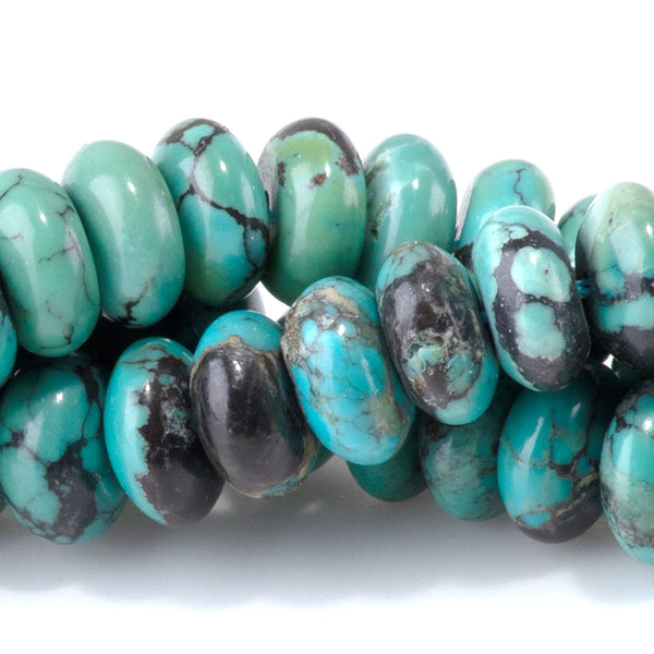 Hubei Turquoise 5x8mm Rondelle Beads AA Grade - 15-16 Grade