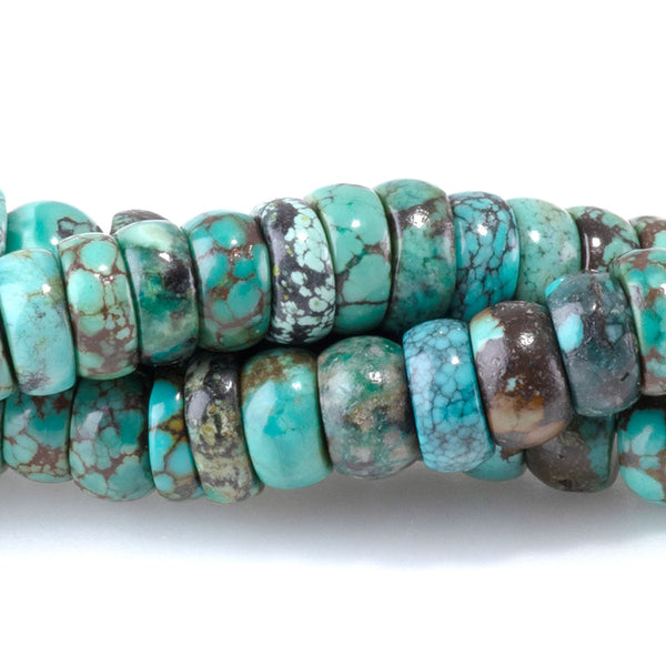 Hubei Turquoise 4x6mm Tyre Beads AA Grade - 15-16 Grade