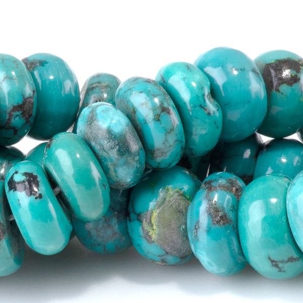 Hubei Turquoise 3x9mm Tyre Beads AA Grade - 15-16 Inch