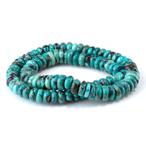 Hubei Turquoise 4x10mm Irregular Tyre Beads - 15-16 Inch
