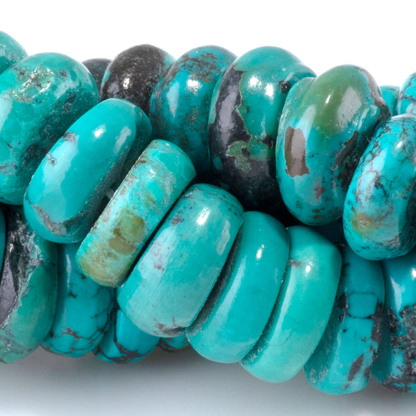 Hubei Turquoise 3x11mm Tyre Beads - 15-16 Inch