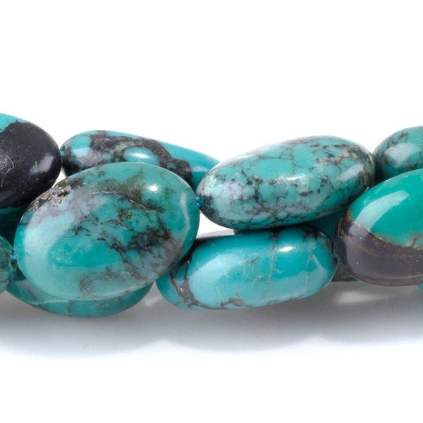 Hubei Turquoise 8x12mm Puff Oval Beads AA Grade - 15-16 Inch