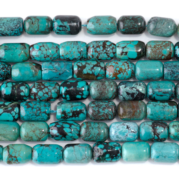 Hubei Turquoise 8x12mm Barrel Beads AA Grade - 15-16 Inch