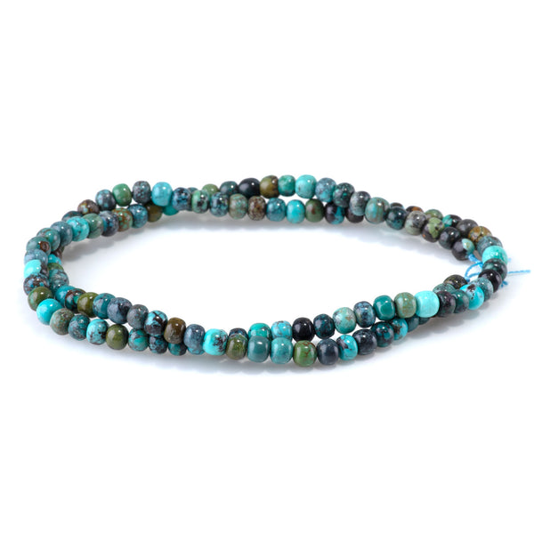 Hubei Turquoise 3x4mm Barrel Beads AA Grade - 15-16 Inch