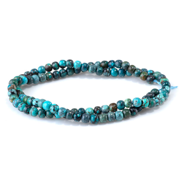Hubei Turquoise 4x5mm Barrel Beads AA Grade - 15-16 Inch