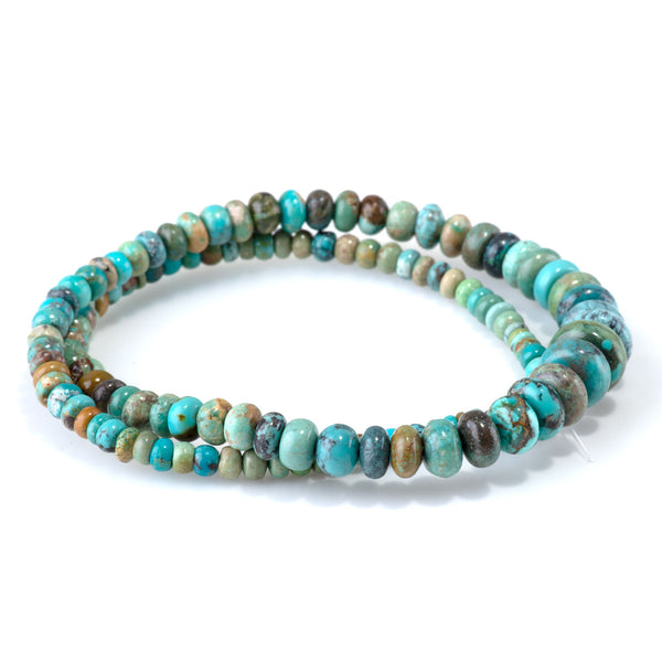 Hubei Turquoise 4-10mm Rondelle Beads - 15-16 Inch