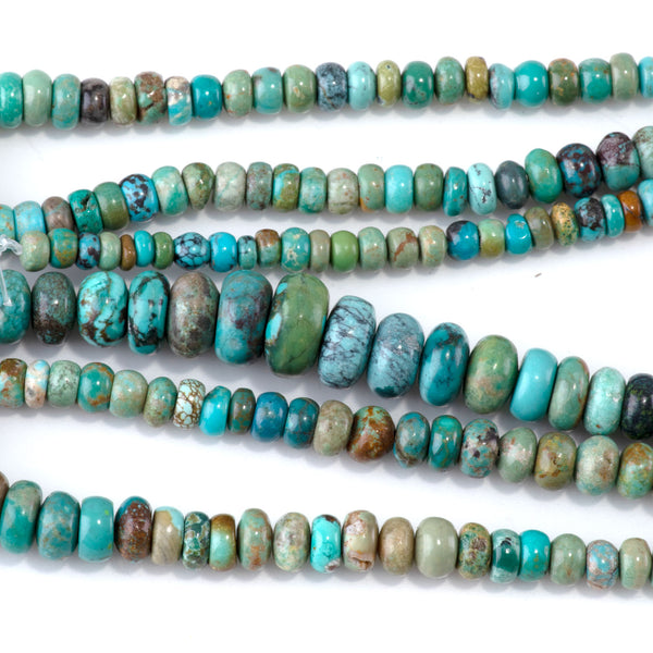 Hubei Turquoise 4-10mm Rondelle Beads - 15-16 Inch